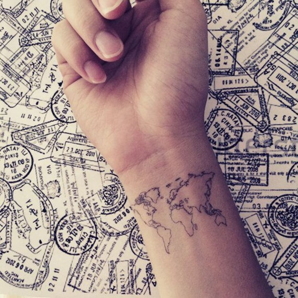 world map outline tattoo ribs