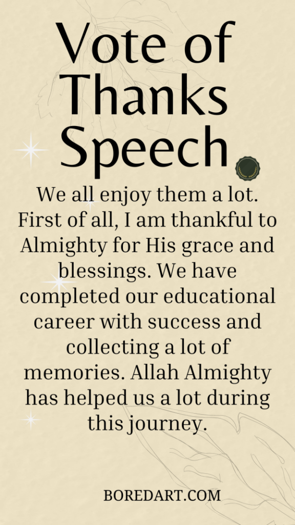 sample speech for vote of thanks