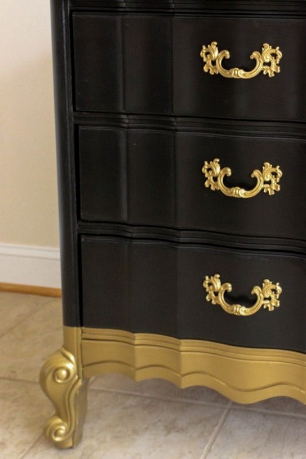Black & Gold Painted Piece  Metallic painted furniture, Gold painted  furniture, Funky painted furniture